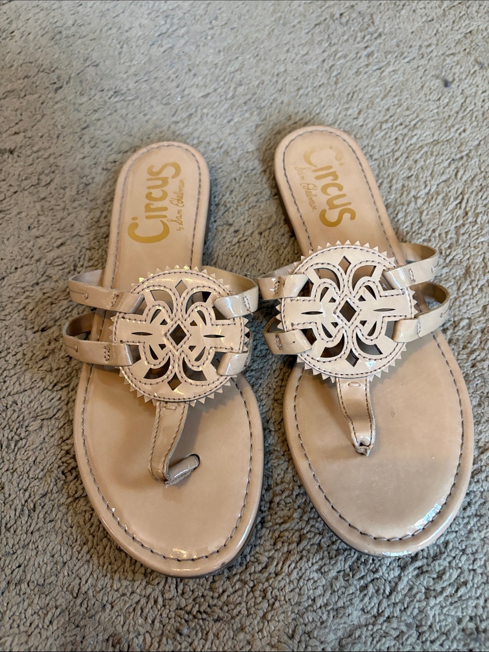 Sam Edelman Circus Nude Patent Leather Decorative Thong Sandals